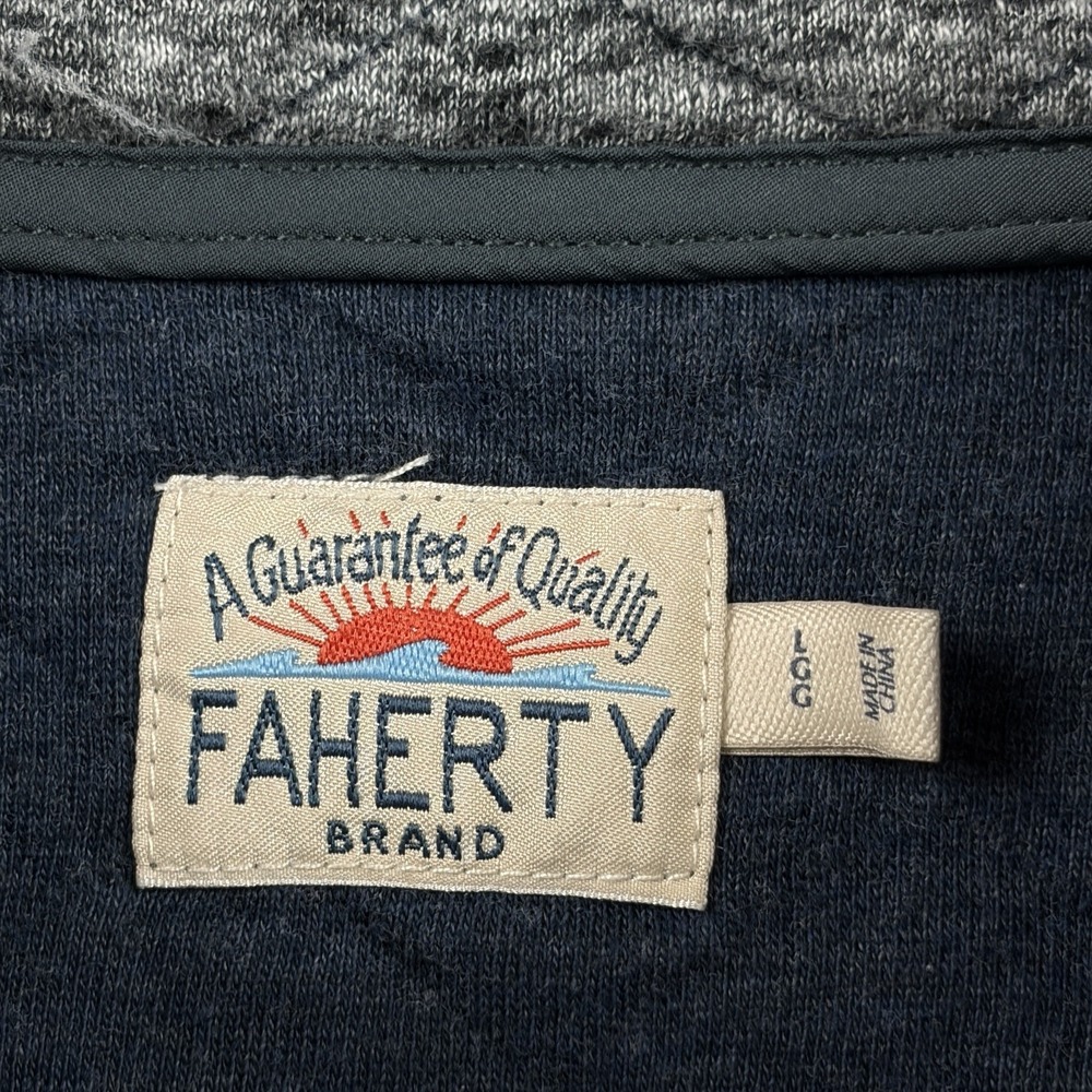 Faherty Epic Quilted Fleece Pullover Mens Large Gray 1/4 Snap T Jacket NBA Logo‎ - Picture 5 of 10